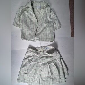 Sunday Best Plaid Skirt Set in Green and White